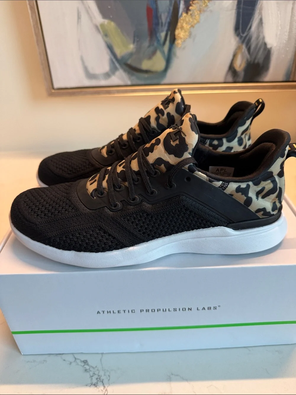 APL Women’s Black Sneakers with Camouflage Accents Leopard